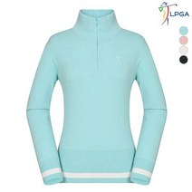 LPGA 여성 하이넥 반집업 니트 풀오버 L194KT616P