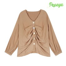 PAPAYA 앞단추 셔링 장식 블라우스_CNJRBL003A