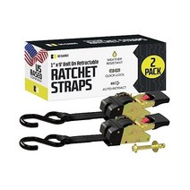 DC Cargo Mall 537431 Bolt ON Auto Retractable Ratchets Strap Heavy Duty 2 Pack Inch x 9 Ft Ratchet T