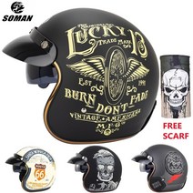 ece dot Certified Retro 오토바이 헬멧 카페 레이서 open face casco moto for harley 오토바이 액세서리 남자 moto 헬멧, 1, XL