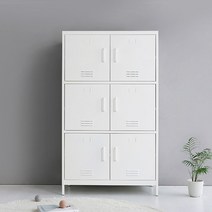 마켓비 PIDOR 캐비넷 6문 수납장 9131600, 라이트그레이