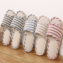 린넨 여름용 스트라이프 거실화 실내화 층간소음방지, 베이지, 1개