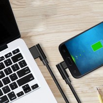 NAVIPARK C타입 케이블 90도 고속충전 케이블 1M, 블랙