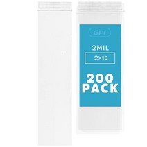GPI 100팩 길이 7.6 x 25.4cm(3 x 10인치) 투명 플라스틱 재밀봉 가능한 지퍼 백 - 벌크 두께 2mm 내구성 재밀봉 가능한 폴리 백 포장 및 배송 향, 2 x 10, 200Pack