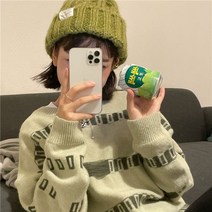 라임색니트 가을 긴팔 겨울 티셔츠 스웨터 니트 여성 연두색