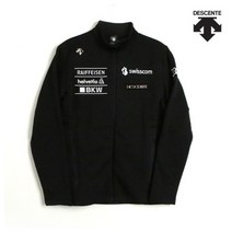 데상트후드집업 JQS SM323SFT91-BLK 남녀공용 스위스 스키팀 기모 트레이닝 집업
