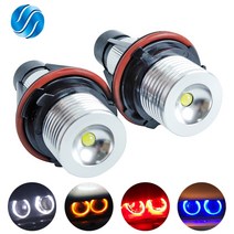 호환 자동차 부품 부속품 LED 마커 천사 눈 흰색/파란색/빨간색/노란색 2x5W 10W E39 E60 세트, 한개옵션1, 04 YELLOW