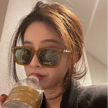새로운 한국판 선글라스 여자 빈티지 호박색 다색 블렌디드 편광경 동글자 선글라스