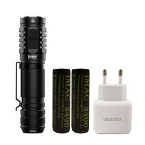 우벤라이트 고성능 후레쉬 TO-46R CRI LED 1000루멘 손전등 자연색 구현, 블랙, 1세트, B세트(본체+배터리3400 2개+충전아답터)