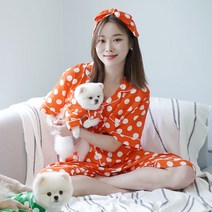 애견의류 강아지커플룩 린넨도트 고양이옷 파자마 여름옷 개플룩 OR, 펫_그린