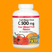내추럴팩터스 아스코르브산 비타민C 500mg 혼합과일맛 츄어블 180개