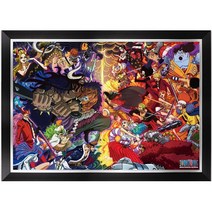 학산문화사 원피스 사황카이도 vs 오황루피 1000피스 직소퍼즐액자 HS786588, 퍼즐+모던블랙액자