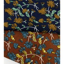 폴리원단 꽃나염 잔꽃무늬 2종 찰랑찰랑 브라우스 셔츠 원피스 홈패션 시원한여름원단, 네이비