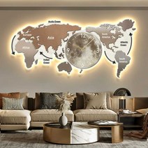세계지도 시계 벽 무소음 사무실 영어 학원 데코, 160x75cm 음성 인식 모델