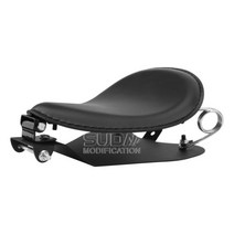 오토바이 할리 레트로 스프링 싱글 시트, 블랙 + 실버 V 브래킷 바닥 플레이트, 만능인