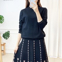 노팅힐 라운드 배색 펄 니트 티셔츠 봄 2컬러