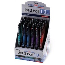자바펜 Jet 3 ball(1.0mm)초저점도 3색 유성볼펜(24자루Set), 1개, 4색24자루