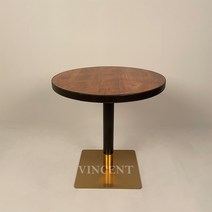 빈센트 티크고재 테이블 원형 [MDF + 티크고재 + STEEL / 1 Color] TEAK, 골드, 600x600