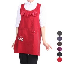 DAE91 시장 가게 미싱 꽃장식 포인트 원피스 앞치마, DAE91 실버보라L