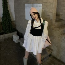 디자인 초강력 허리 타탄 셔츠 원피스 코디 니트스몰 나시 커버