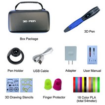3D 펜 세트 필라멘트 프린터 재료 smaffox 3d 18 색 54 meter pla 인쇄 지원 abs 및 pla kids diy 드로잉 lcd 디스플레이, 파란색 추가 54m PLA, 협동사