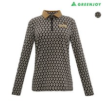 [그린조이] 여성 프린트 지퍼넥 티셔츠