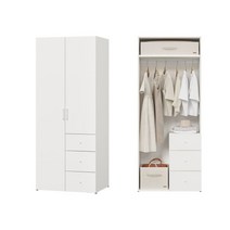 한샘 샘베딩 파스텔 옷장 80cm(높이 194cm) 올인원수납형 6종, C형 베이지콤비도어(C)