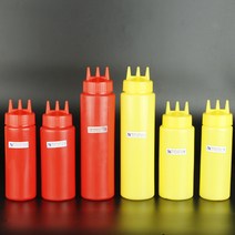 컬러 세줄 소스병 6종 플라스틱 양념병 소스병 소스통, 중 6.7x18.1(cm), 빨간색