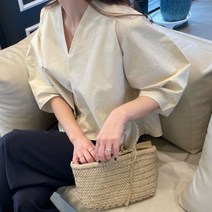 여성 뒷트임 블라우스 셔츠 브이넥 봄 코튼 셔츠 7부 백 슬릿 크롭셔츠 면 블라우스