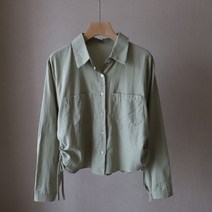 여성 칼라 양쪽 스트링 루즈핏 긴팔 셔츠 카디건 chiffon shirt 비보뉴 U306K124