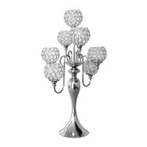 크리스탈 캔들 홀더 촛대 센터피스 웨딩 디너, 실버, 350x690x175mm, 금속 크리스탈