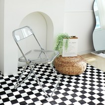 디자인 카페 접이식 투명의자 아크릴 의자 인테리어 폴딩체어, 아이보리