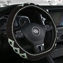 D타입 순수 핸드메이드 사계절 공용형 미끄럼 방지 땀흡수 자동차 여름구슬 핸들커버, D야광-야광 마름모꼴