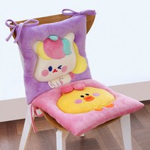 쪼꼬미친구들 보들방석 수험생 끈 사각 극세사 사무실 의자 큰 캐릭터 쿠션 방석, 퍼플