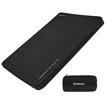 KingCamp 이중 자체 팽창 캠핑 슬리핑 패드 폼 에어 매트리스 R 가치: 24.6cm(9.5인치) 휴대용 7.6cm(3인치) 대형 두께 자체 공기 주입식 매트리스 2인용, Black/ R Value 11