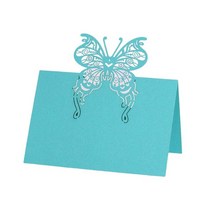 생일축하카드 팝업카드 메세지 세트나비 레이저 컷 테이블 이름 장소 카드, 35 Tiffany blue_01 9x12cm