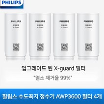 필립스 가정용 수도꼭지 정수기 X-guard, 오리지널 필터 4개