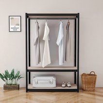 홈던트 하우스 시스템 드레스룸 3단 1행거 1200 x 400 x 1800 mm, 블랙