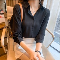 봄가을 여성 숄카라 솔리드 베이직 쉬폰 카디건 셔츠 레깅스 셔츠
