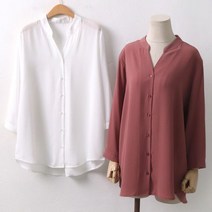 이지핏 빅사이즈 아이빈 7부 블라우스 DWW6436 헨리 브이넥 빅사이즈 여성의류 큰옷 플러스사이즈