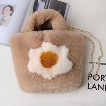 은창로투스 플라워 퍼 가방 크로스백 숄더 토트백 미니 털가방 여름 여성 여성용 여행 비치