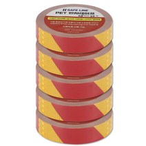 PET 반사테이프 반사 스티커 25mm X 10M 5개입, 황/적 사선