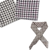 여성 체크무늬 큰 면 손수건 쁘띠 스카프