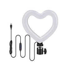 링라이트6인치 하트 모양 LED 링 조명 밝기 조절 콜드 워밍업 사진 비디오 라이브 스트림 램프 삼색 필 라, [01] Heart Light