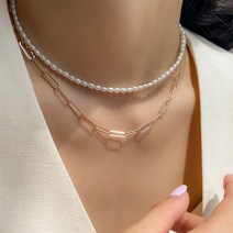 오운 14K 글로시 골드 컷팅 클립 체인 여자 금 체인 목걸이