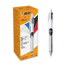 BIC 4가지 색상 펜 연필 콤보 볼펜 미디엄 1.0mm 블루 블랙 레드 샤프 1개 심 12개 0.7mm 팩당 1팩232714, 1 Count (Pack of 12)