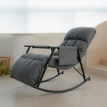 니뜰리히 흔들의자 소파 1인용 다이닝 리클라이너 편한 독서 안락 의자 스윙 릴렉스 체어, 린넨, 그레이, 그레이