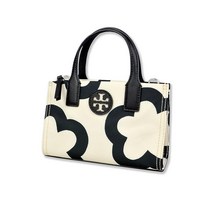 Tory Burch 여성용 149668 엘라 프린트 골드톤 하드웨어 미니 나일론 토트백 101 프렌치 크림/플라워 블랙