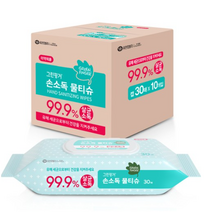 그린핑거 손소독 물티슈 캡형, 30매, 7개