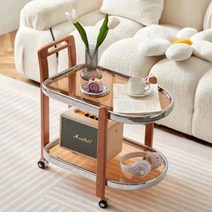 촬영용카트 이동식조리대 웨건 트롤리 식당 호텔 가정용, 호두색 투명 브라운